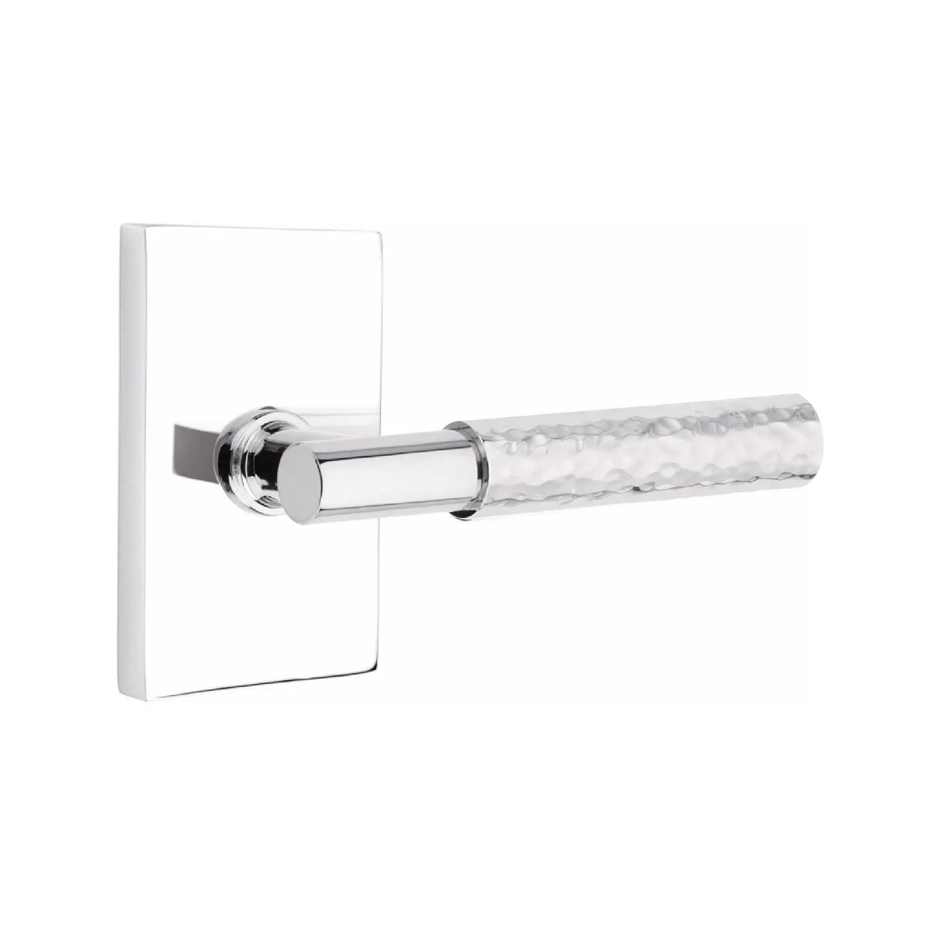 Emtek Select T-Bar Hammered Lever with Modern Rectangular Rosette 