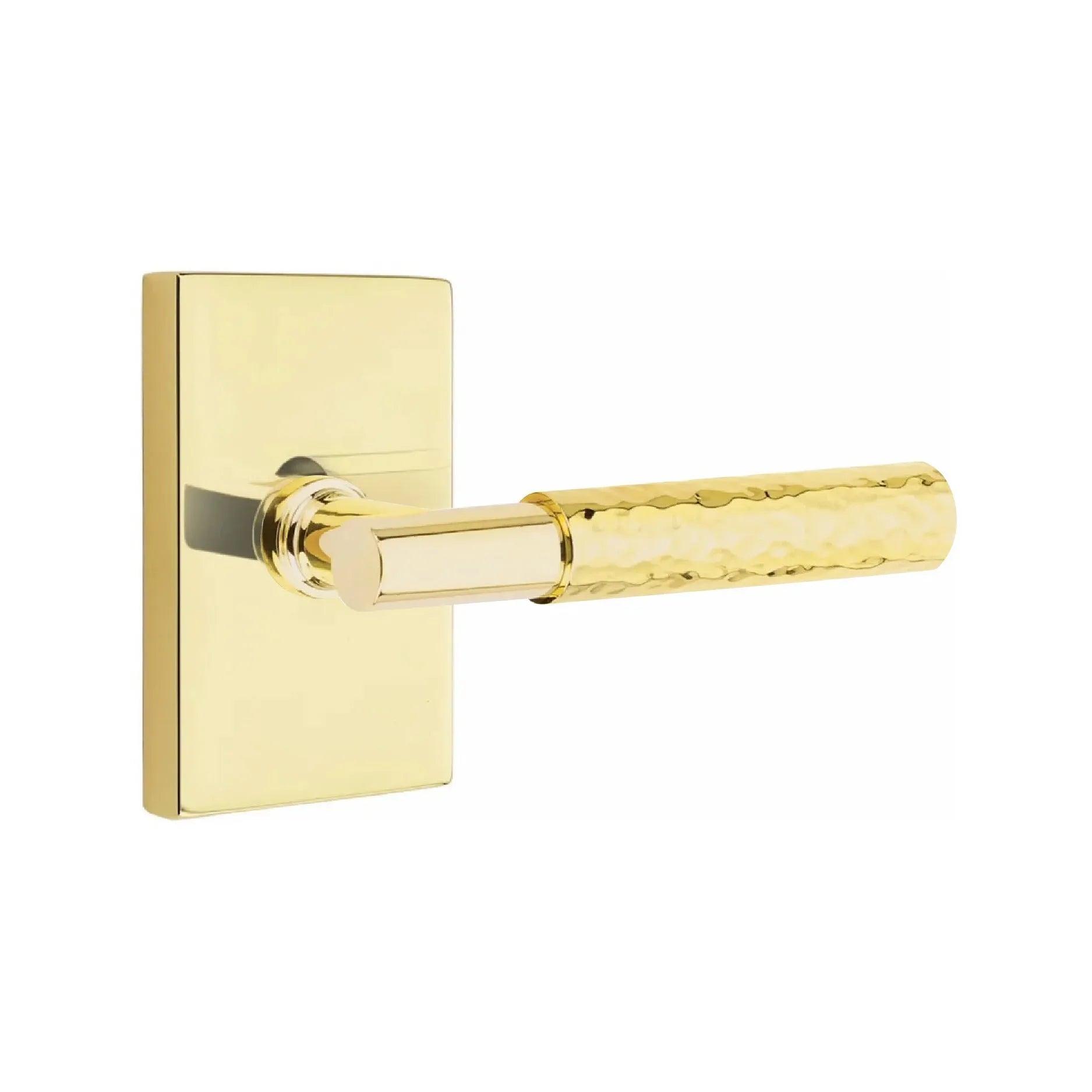 Emtek Select T-Bar Hammered Lever with Modern Rectangular Rosette 