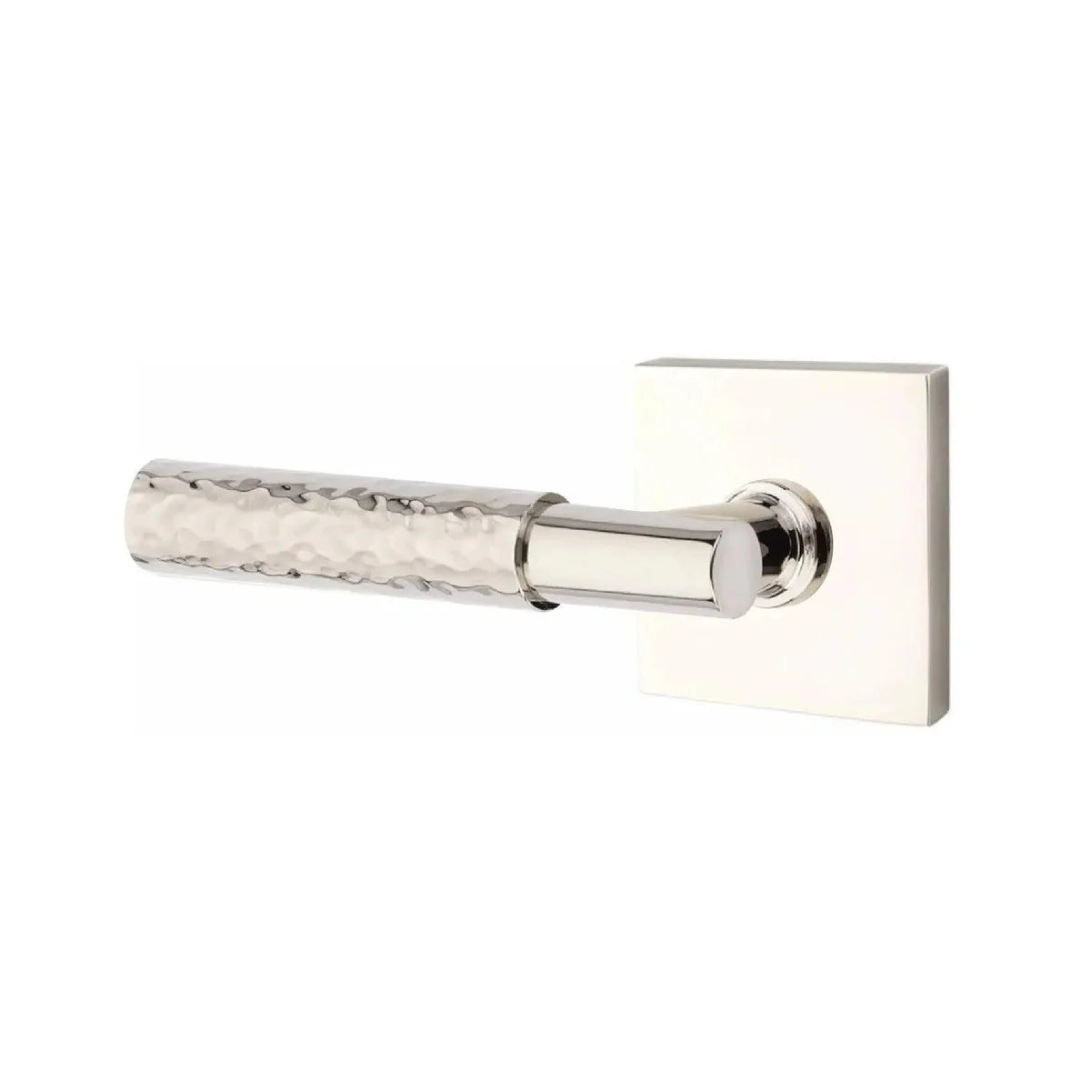 Emtek Select T-Bar Hammered Lever with Square Rosette Lifetime Polished Nickel