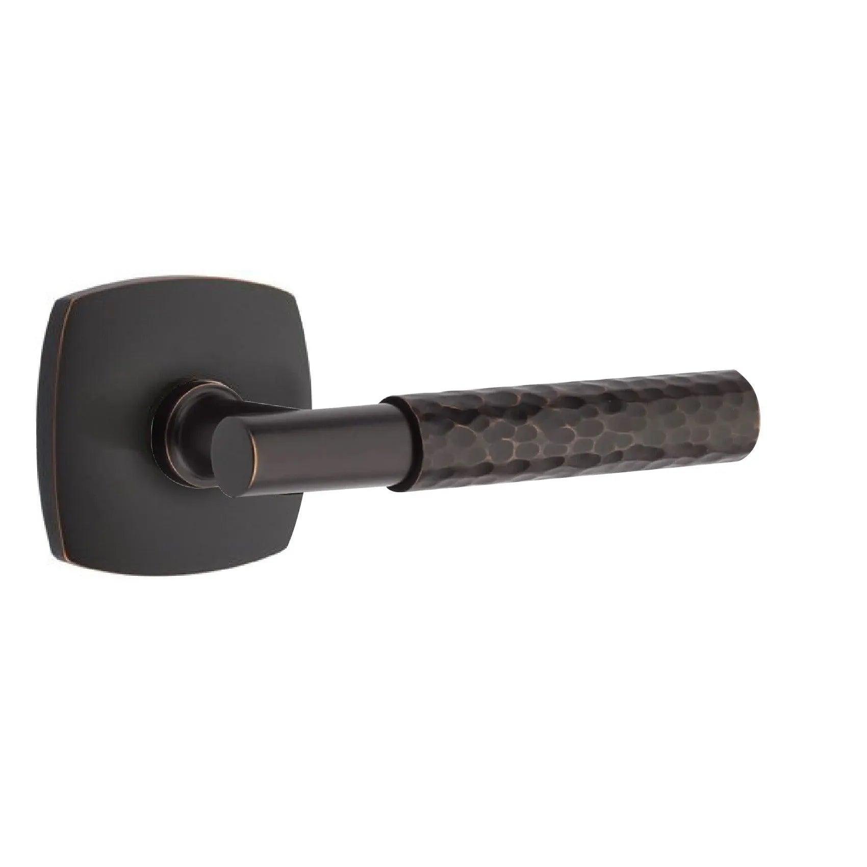 Emtek Select T-Bar Hammered Lever with Urban Modern Rosette 