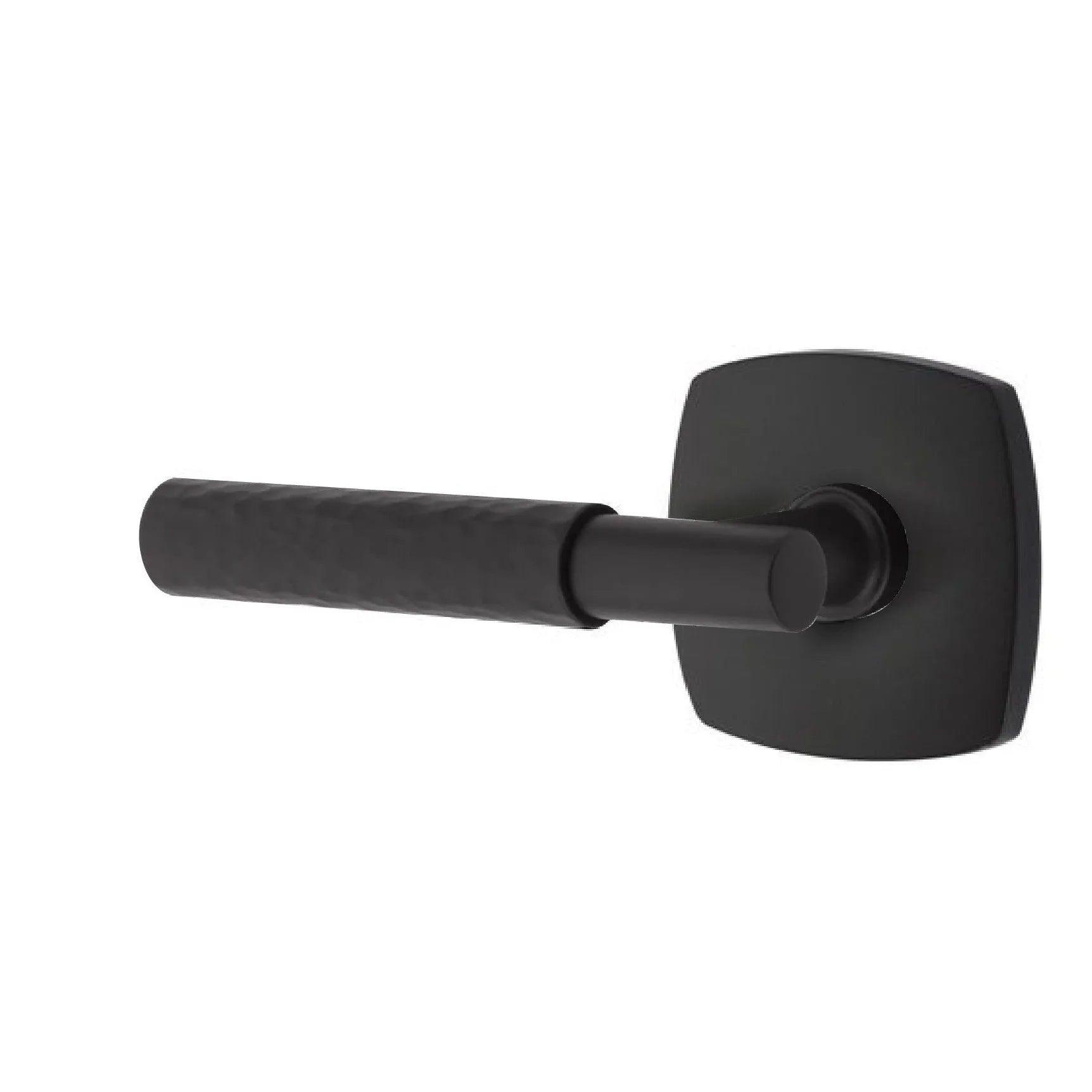 Emtek Select T-Bar Hammered Lever with Urban Modern Rosette Flat Black