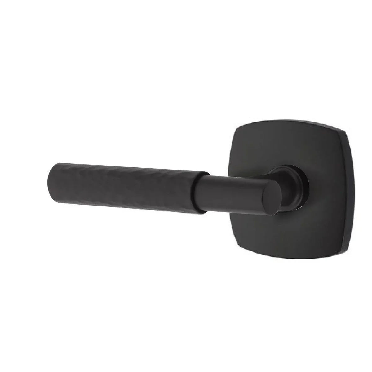Emtek Select T-Bar Hammered Lever with Urban Modern Rosette Flat Black