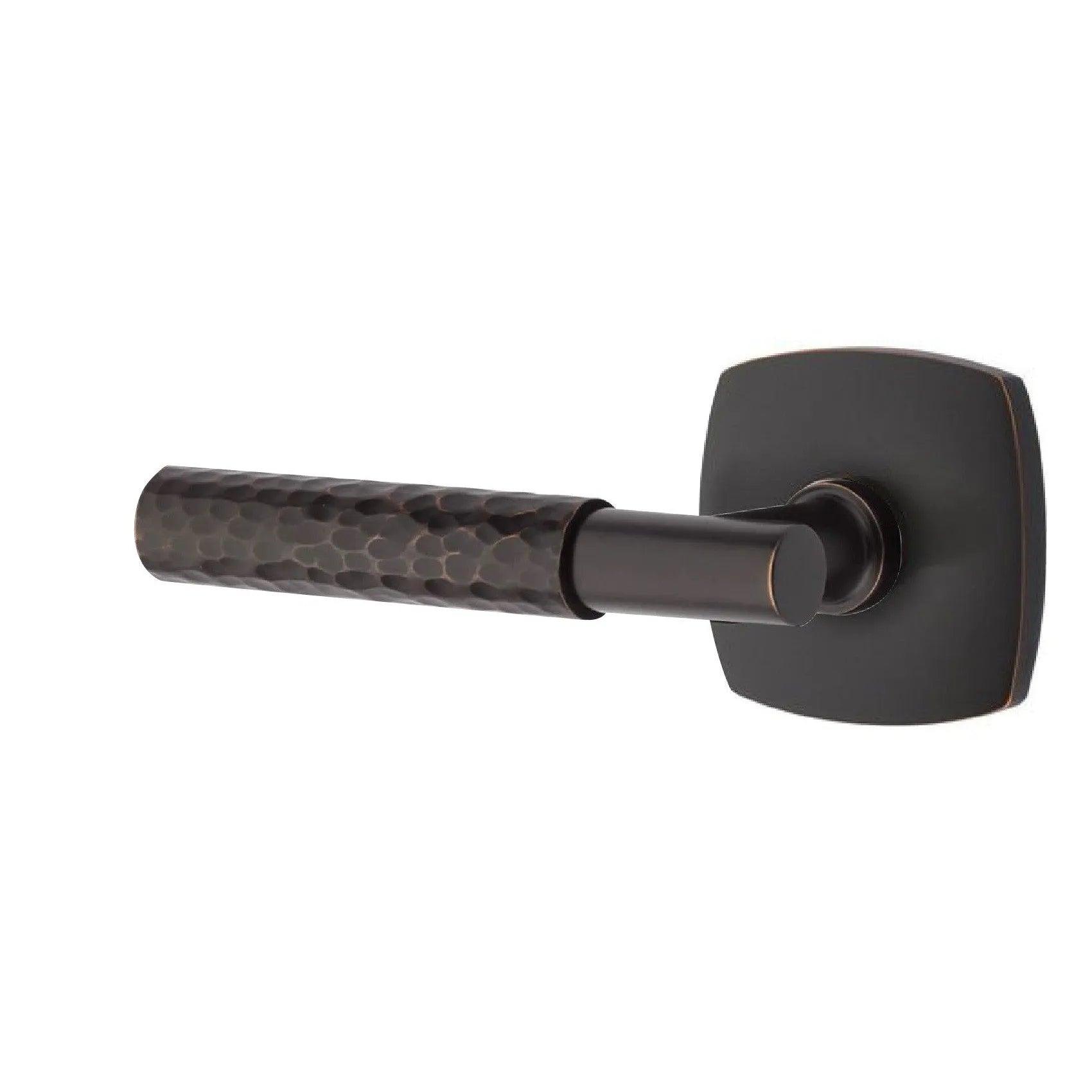 Emtek Select T-Bar Hammered Lever with Urban Modern Rosette Oil Rubbed Bronze