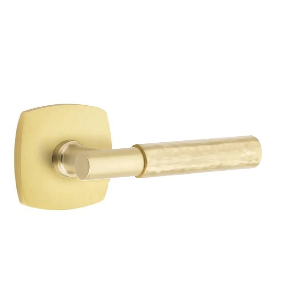 Emtek Select T-Bar Hammered Lever with Urban Modern Rosette Satin Brass