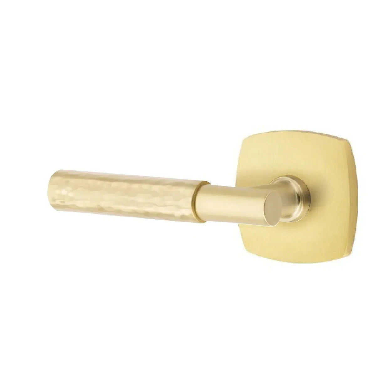 Emtek Select T-Bar Hammered Lever with Urban Modern Rosette Satin Brass