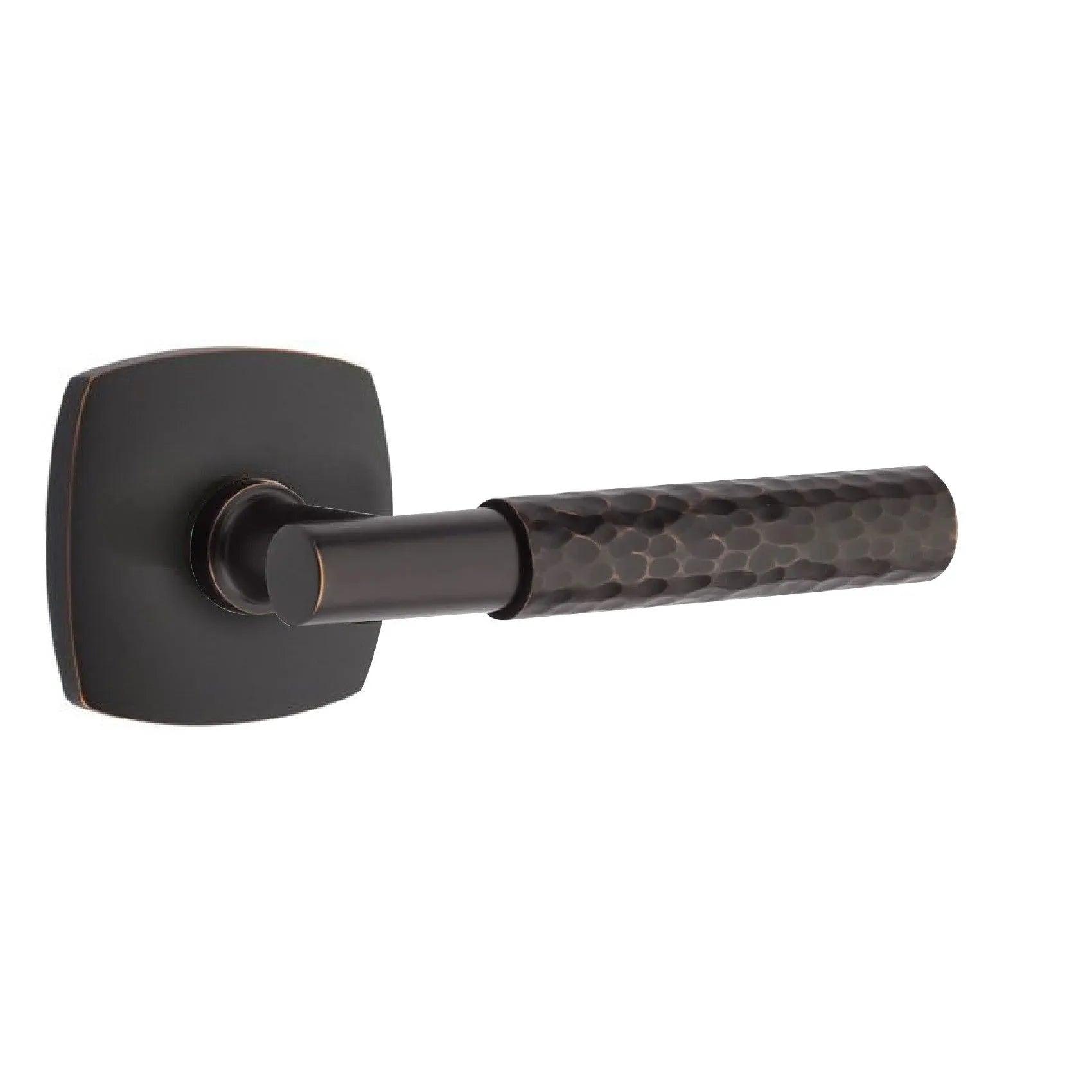 Emtek Select T-Bar Hammered Lever with Urban Modern Rosette 