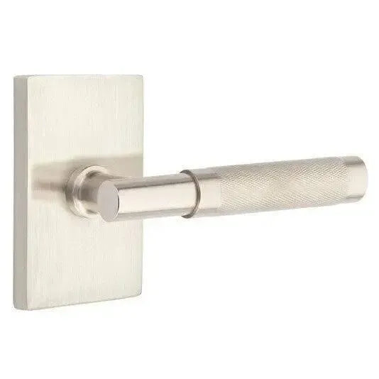 EmtekEmtek Select T-Bar Knurled Lever with Modern Rectangular Rosette in 