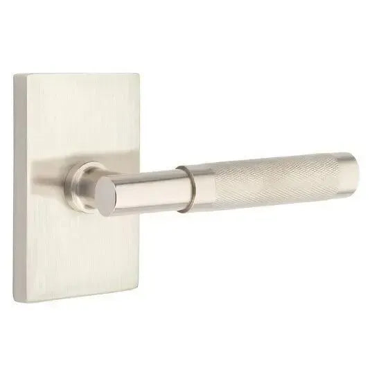 EmtekEmtek Select T-Bar Knurled Lever with Modern Rectangular Rosette in 