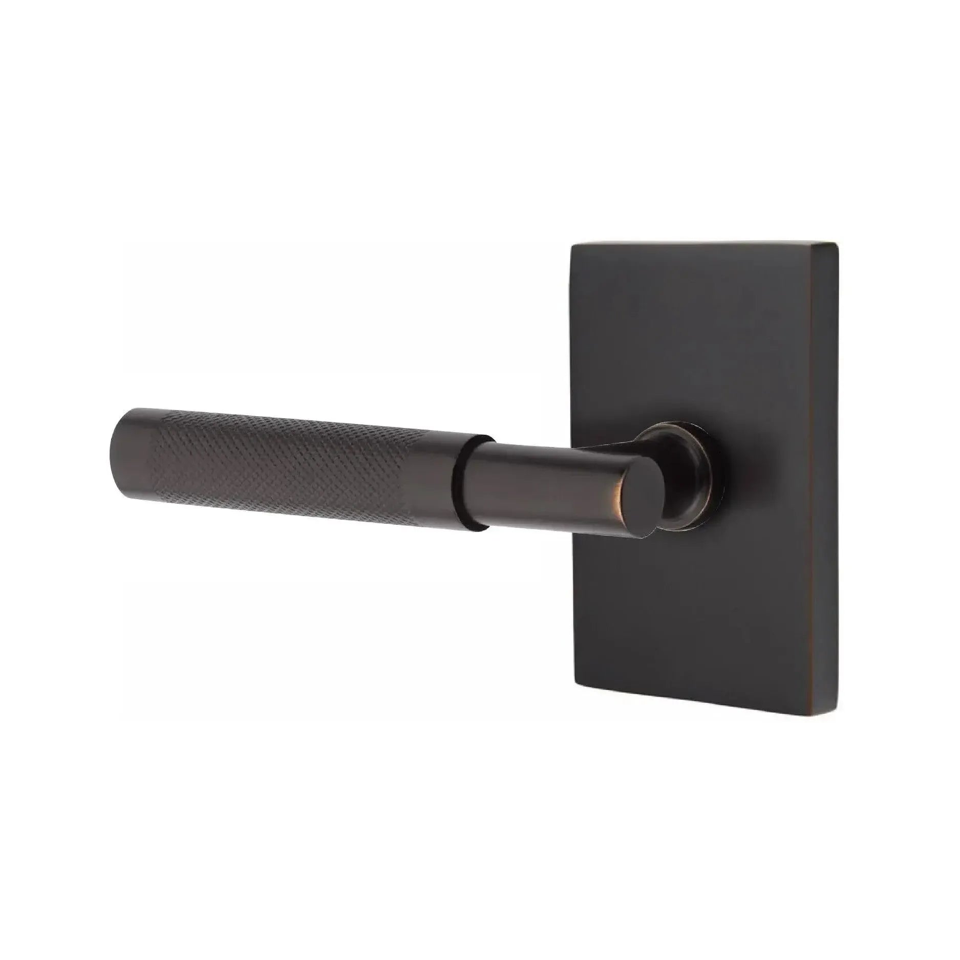 EmtekEmtek Select T-Bar Knurled Lever with Modern Rectangular Rosette in 