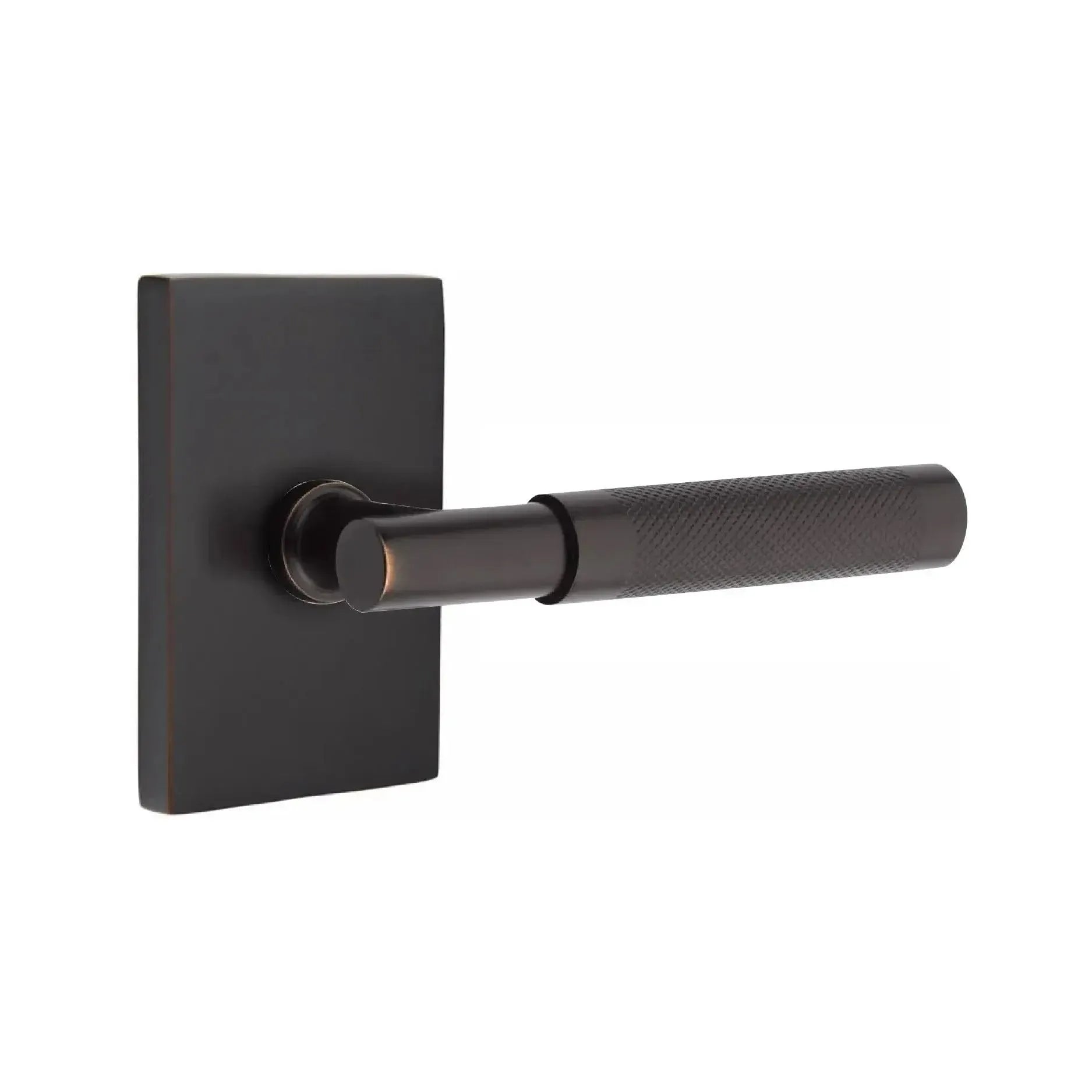 EmtekEmtek Select T-Bar Knurled Lever with Modern Rectangular Rosette in 