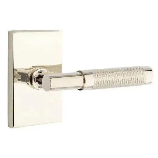 EmtekEmtek Select T-Bar Knurled Lever with Modern Rectangular Rosette in 