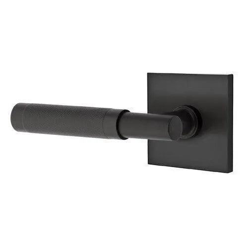 Emtek Select T-Bar Knurled Lever with Square Rosette Flat Black
