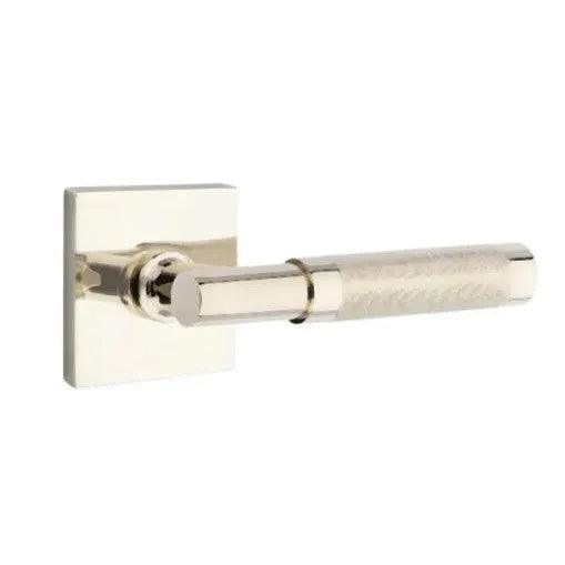 Emtek Select T-Bar Knurled Lever with Square Rosette Lifetime Polished Nickel