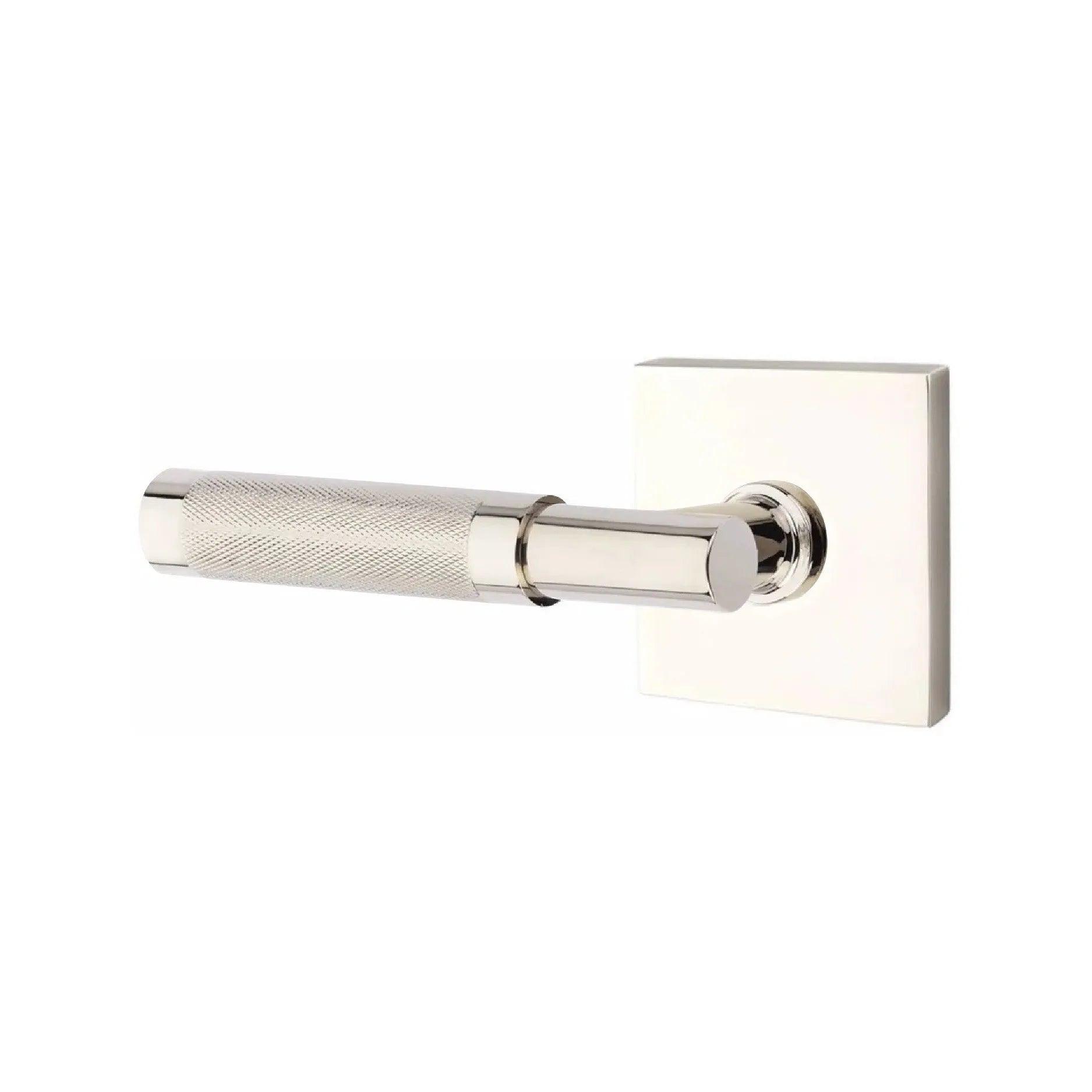 Emtek Select T-Bar Knurled Lever with Square Rosette Lifetime Polished Nickel