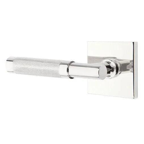 Emtek Select T-Bar Knurled Lever with Square Rosette Polished Chrome