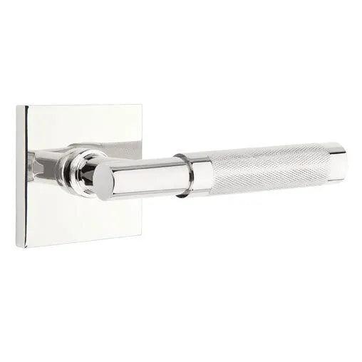 Emtek Select T-Bar Knurled Lever with Square Rosette Polished Chrome