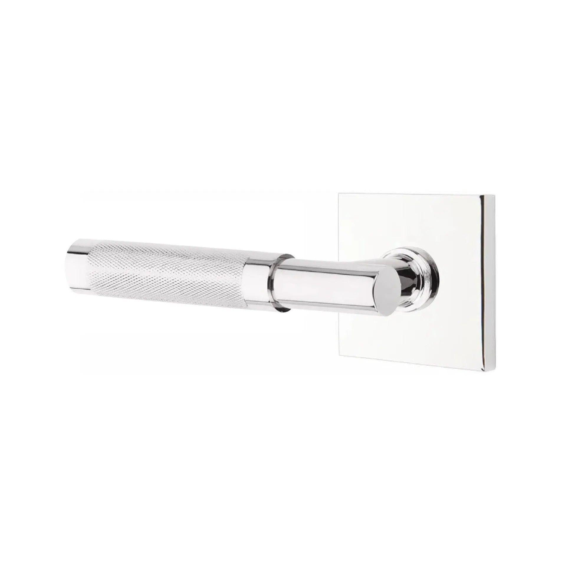 Emtek Select T-Bar Knurled Lever with Square Rosette Polished Chrome