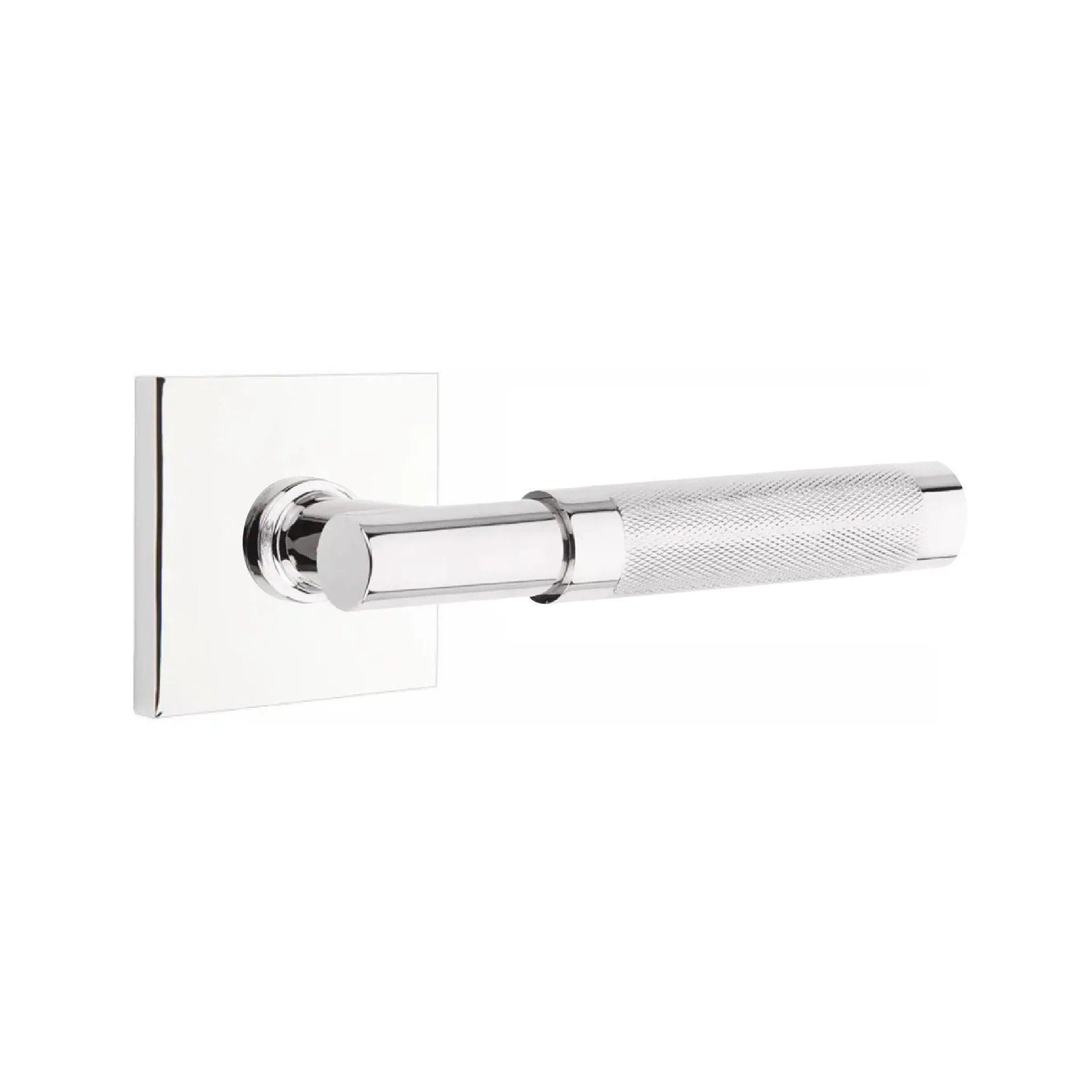 Emtek Select T-Bar Knurled Lever with Square Rosette Polished Chrome