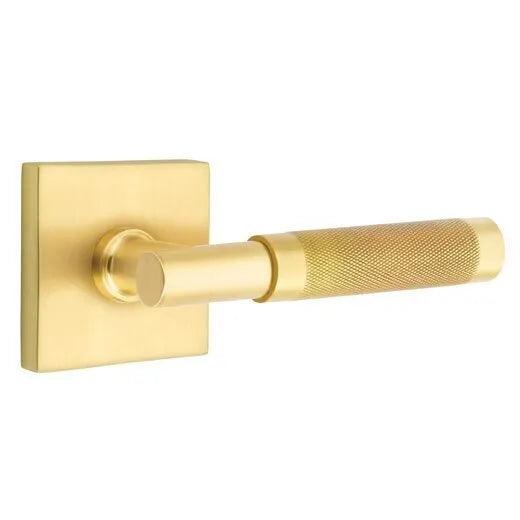 Emtek Select T-Bar Knurled Lever with Square Rosette Satin Brass