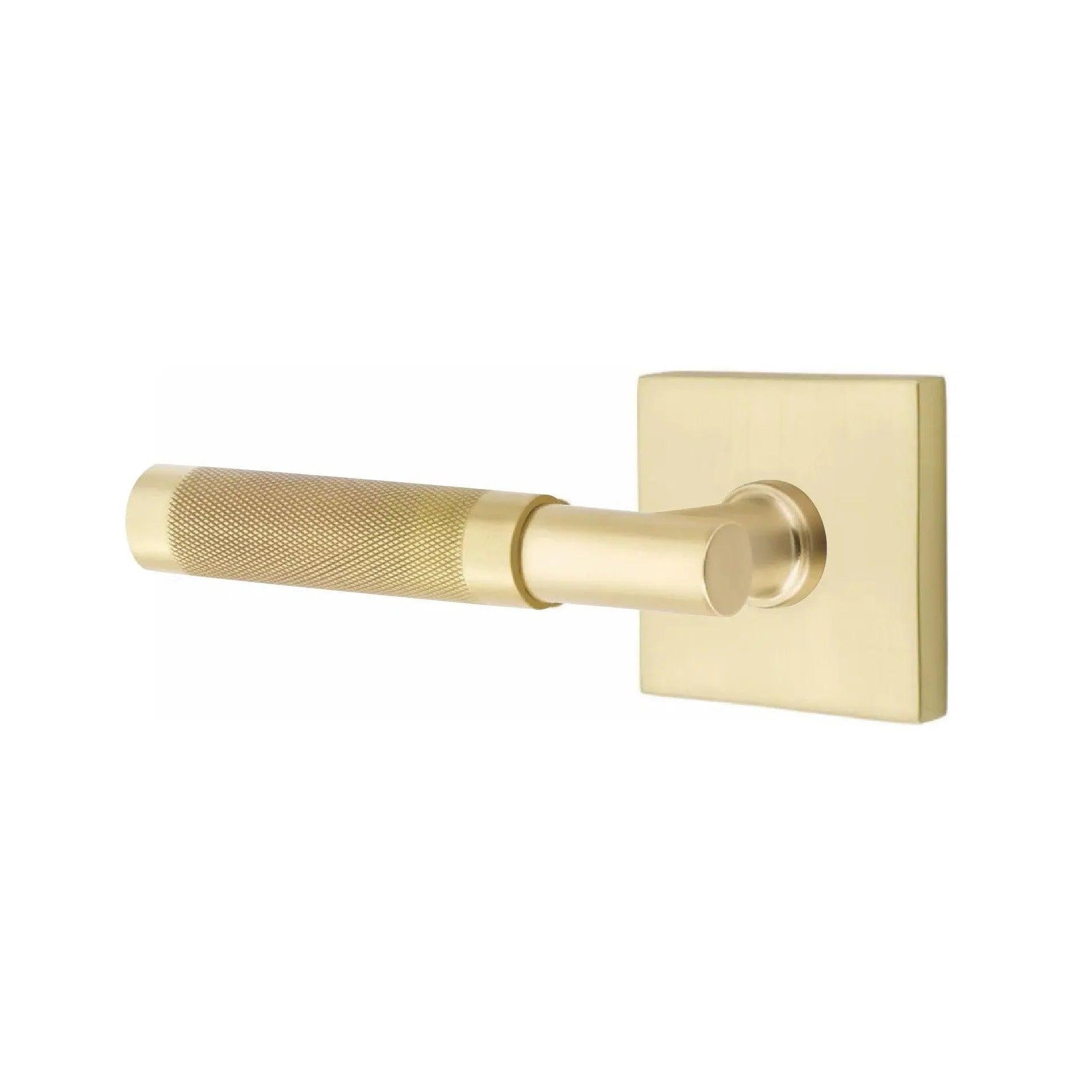 Emtek Select T-Bar Knurled Lever with Square Rosette Satin Brass
