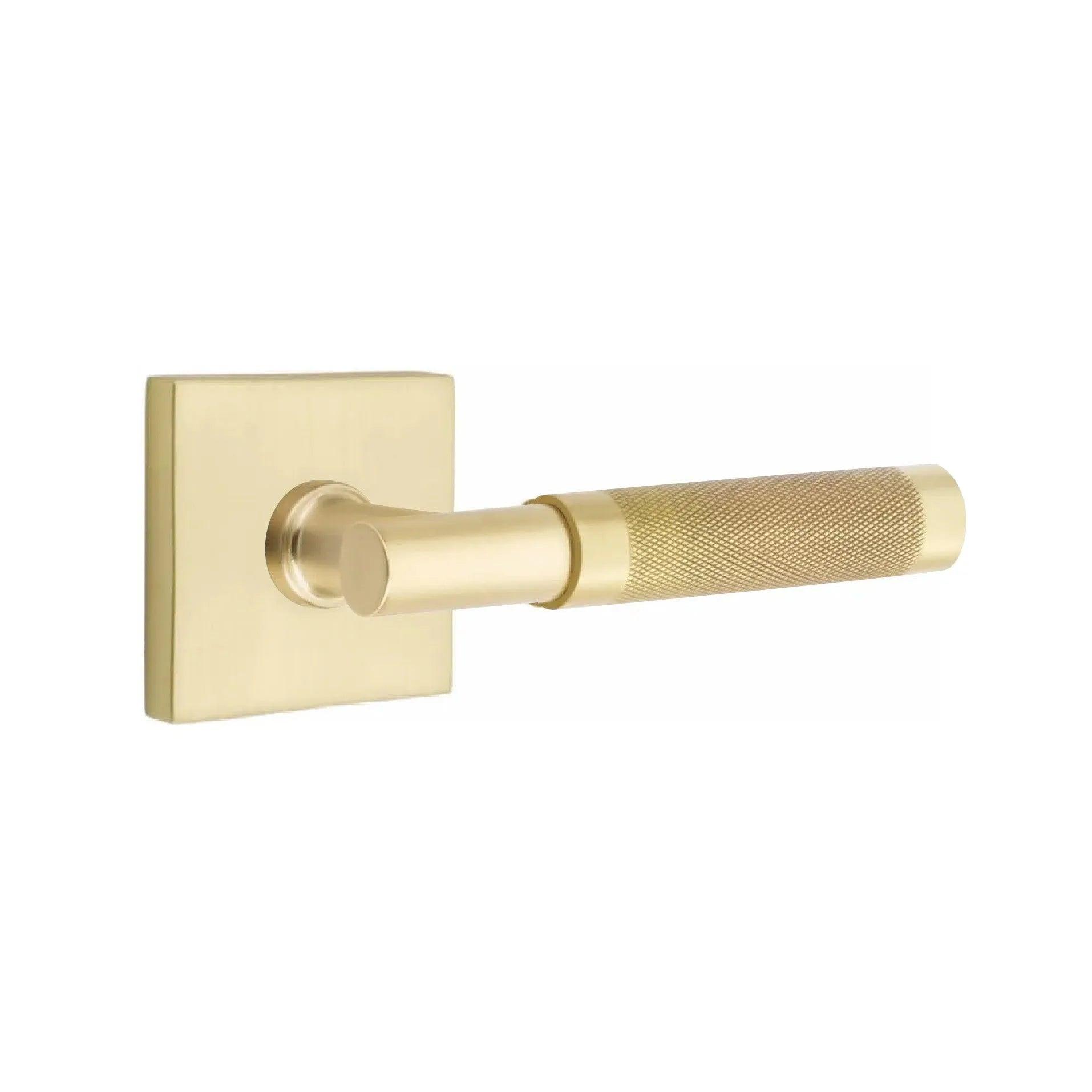 Emtek Select T-Bar Knurled Lever with Square Rosette Satin Brass