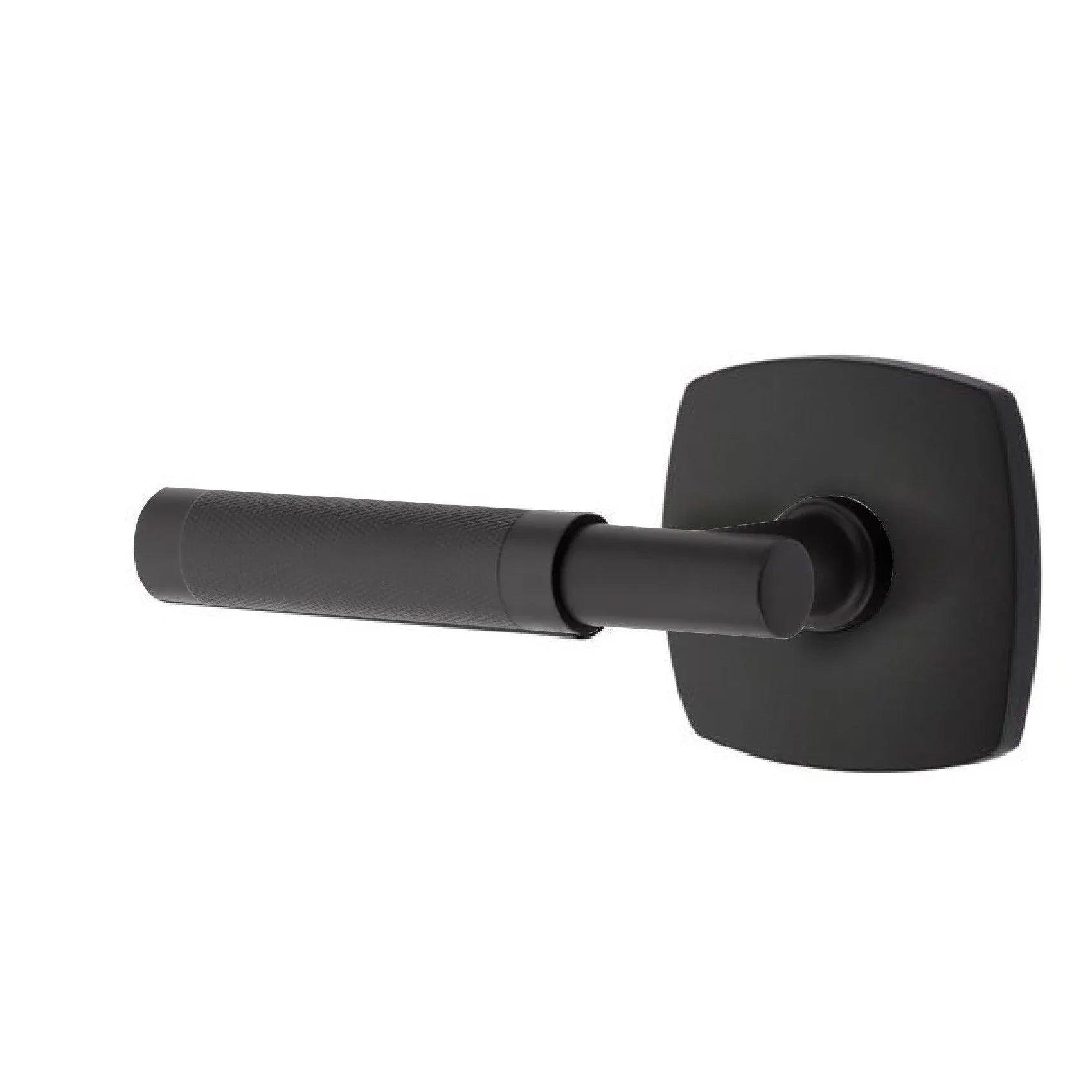 Emtek Select T-Bar Knurled Lever with Urban Modern Rosette Flat Black