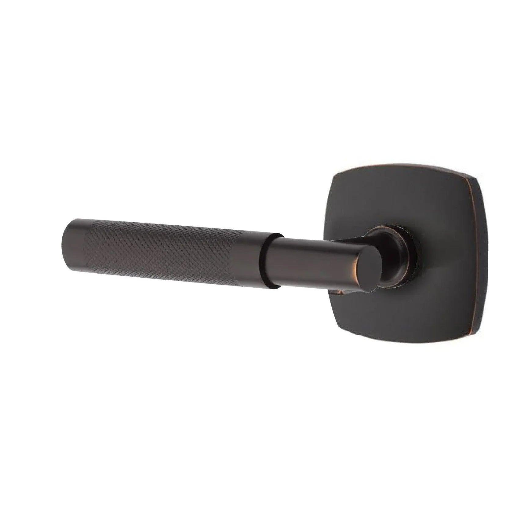 Emtek Select T-Bar Knurled Lever with Urban Modern Rosette Oil Rubbed Bronze