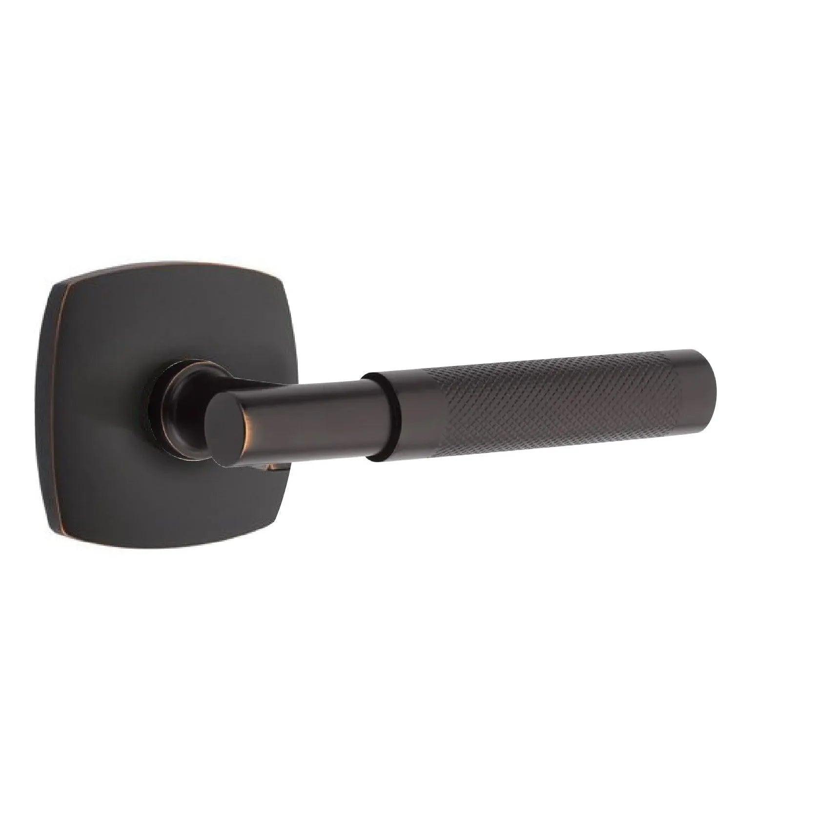 Emtek Select T-Bar Knurled Lever with Urban Modern Rosette Oil Rubbed Bronze