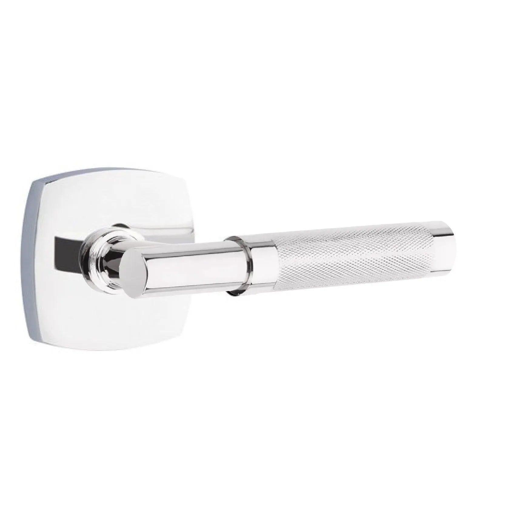 Emtek Select T-Bar Knurled Lever with Urban Modern Rosette Polished Chrome