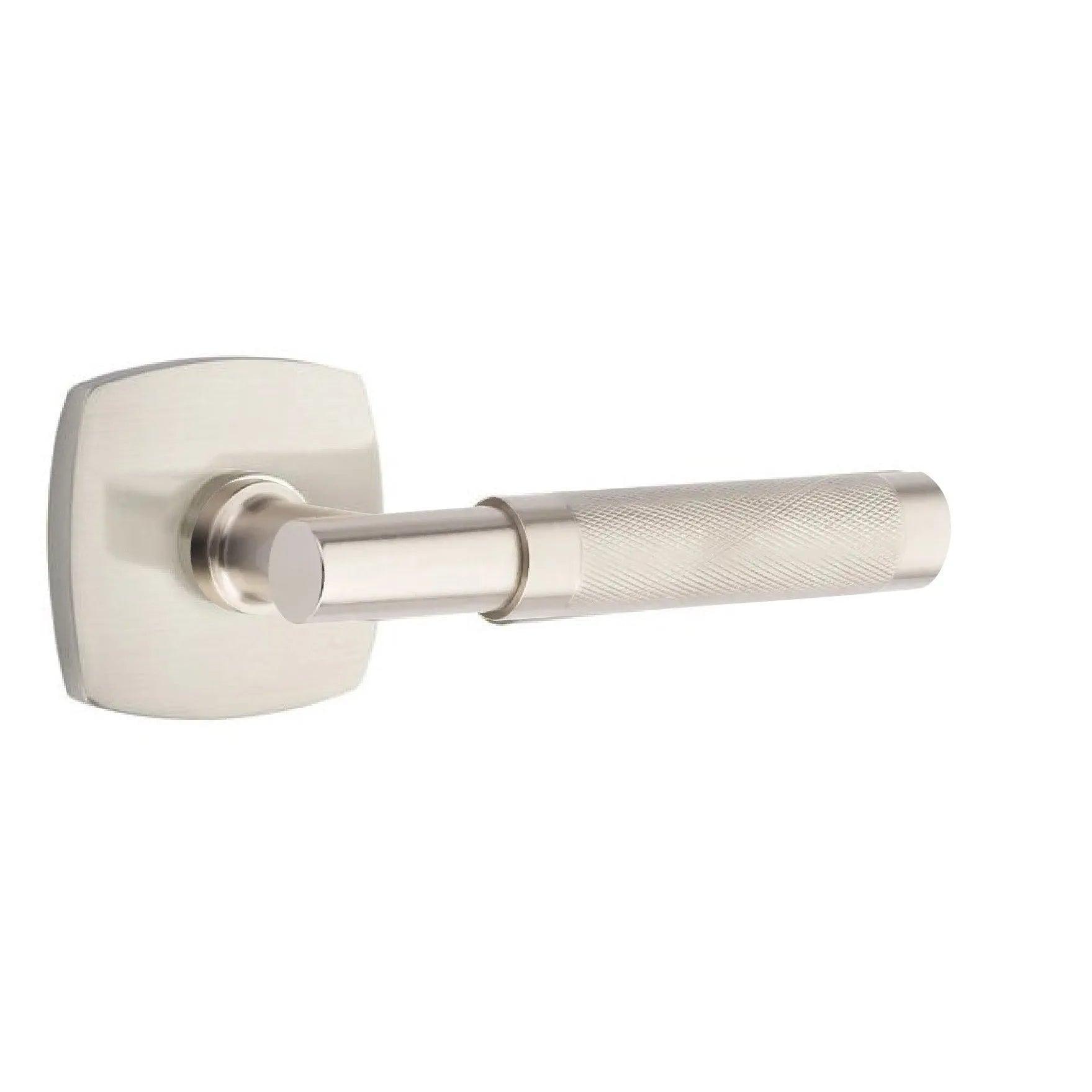 Emtek Select T-Bar Knurled Lever with Urban Modern Rosette Satin Nickel