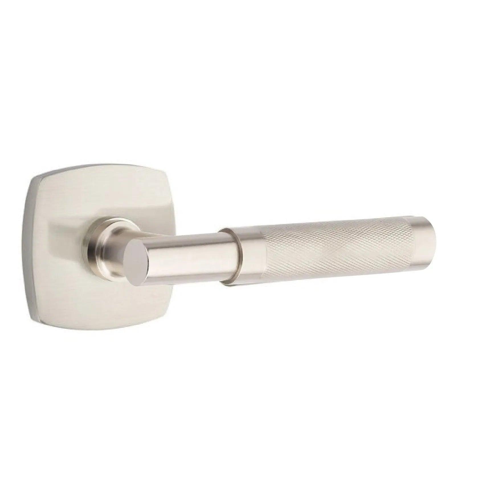 Emtek Select T-Bar Knurled Lever with Urban Modern Rosette Satin Nickel