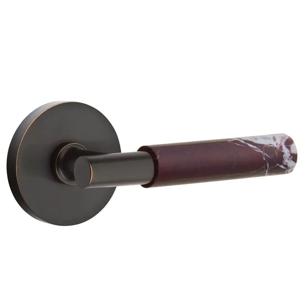 EmtekEmtek Select T-Bar Rosso Levanto Marble Lever with Disk Rosette in 