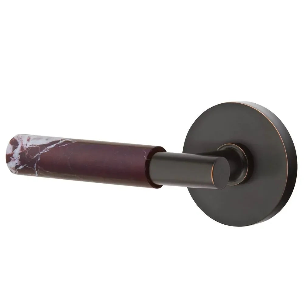 EmtekEmtek Select T-Bar Rosso Levanto Marble Lever with Disk Rosette in 