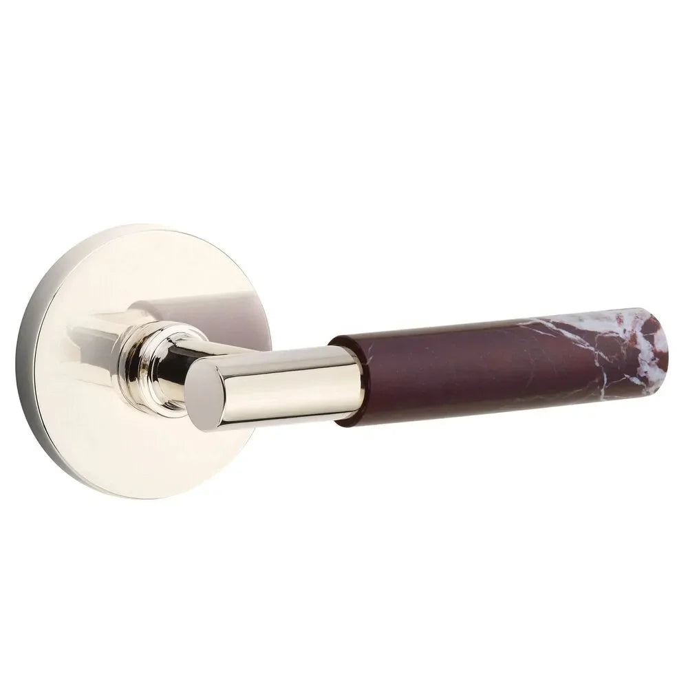 EmtekEmtek Select T-Bar Rosso Levanto Marble Lever with Disk Rosette in 