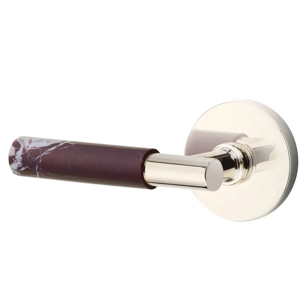 EmtekEmtek Select T-Bar Rosso Levanto Marble Lever with Disk Rosette in 