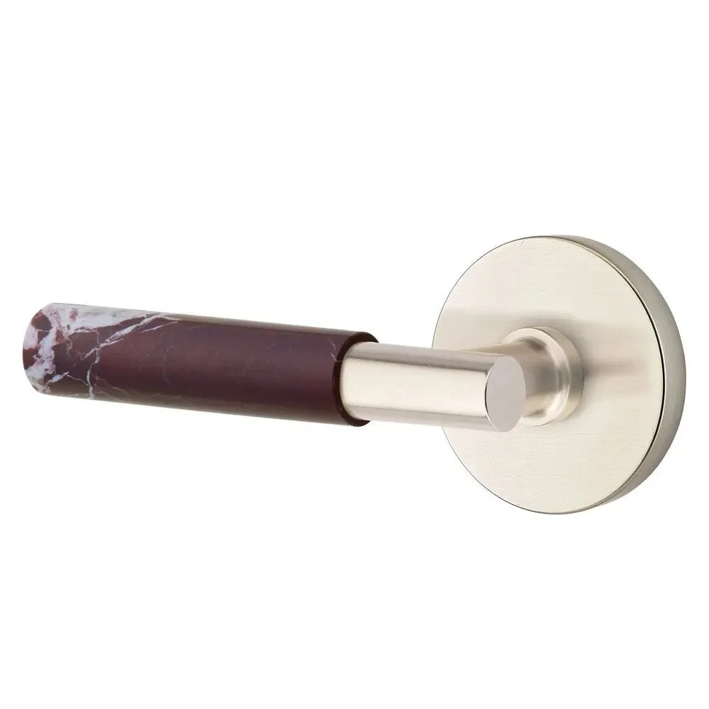 EmtekEmtek Select T-Bar Rosso Levanto Marble Lever with Disk Rosette in 