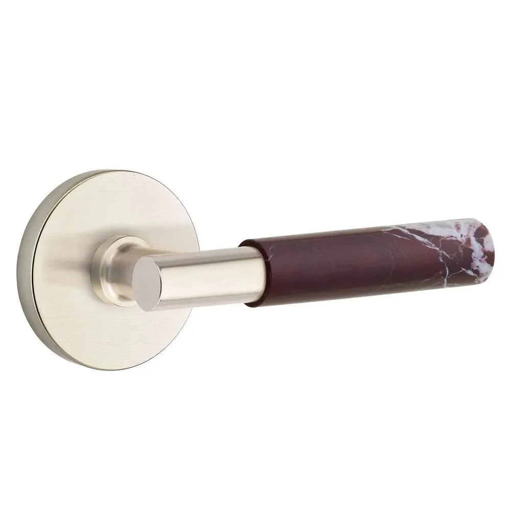 EmtekEmtek Select T-Bar Rosso Levanto Marble Lever with Disk Rosette in 