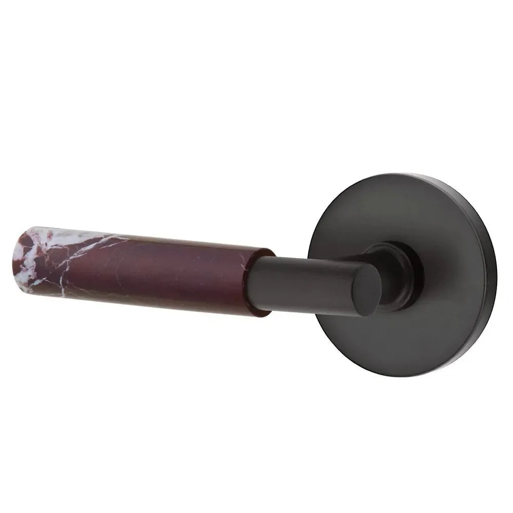 EmtekEmtek Select T-Bar Rosso Levanto Marble Lever with Disk Rosette in 