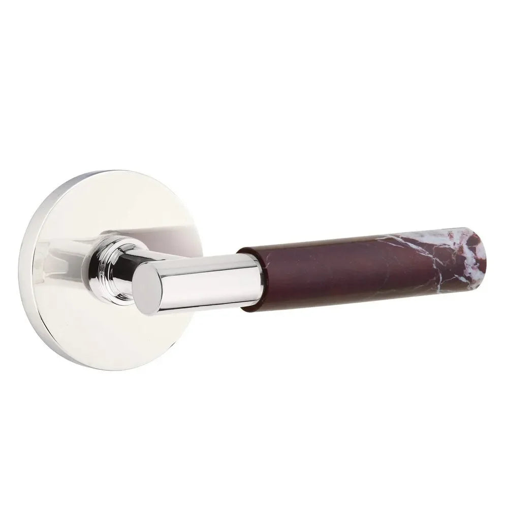 EmtekEmtek Select T-Bar Rosso Levanto Marble Lever with Disk Rosette in 