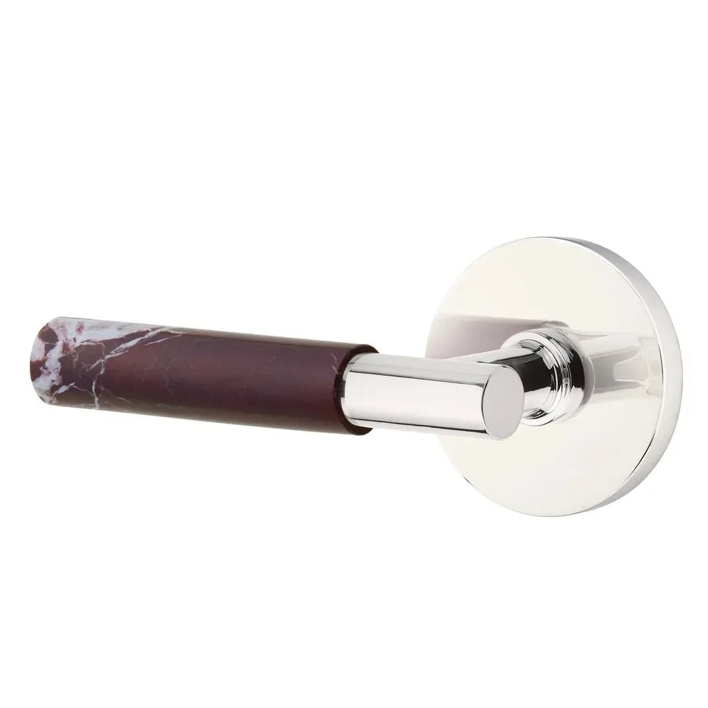 EmtekEmtek Select T-Bar Rosso Levanto Marble Lever with Disk Rosette in 