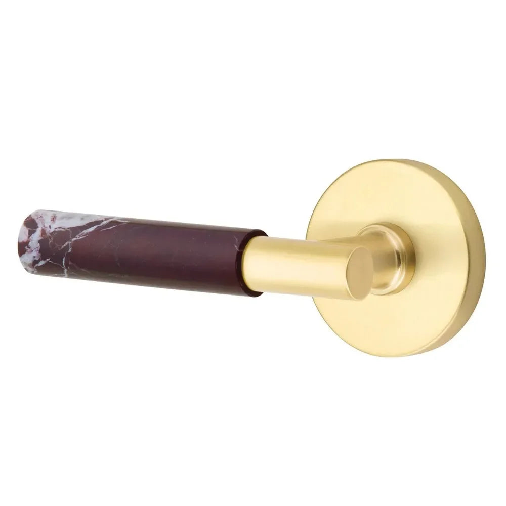 EmtekEmtek Select T-Bar Rosso Levanto Marble Lever with Disk Rosette in 