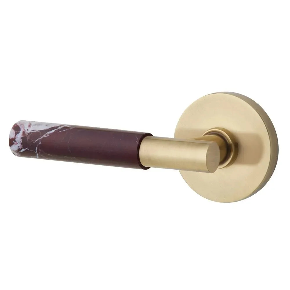 EmtekEmtek Select T-Bar Rosso Levanto Marble Lever with Disk Rosette in 