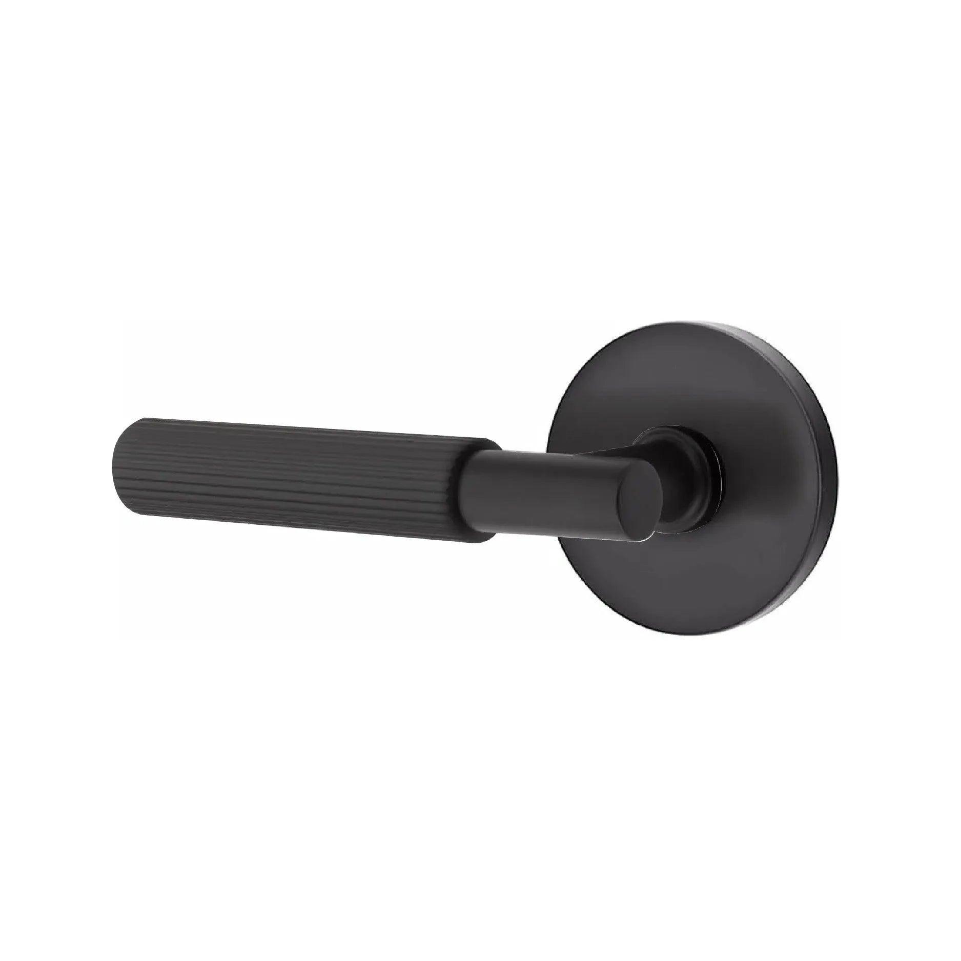 Emtek Select T-Bar Straight Knurled Lever with Disk Rosette Flat Black