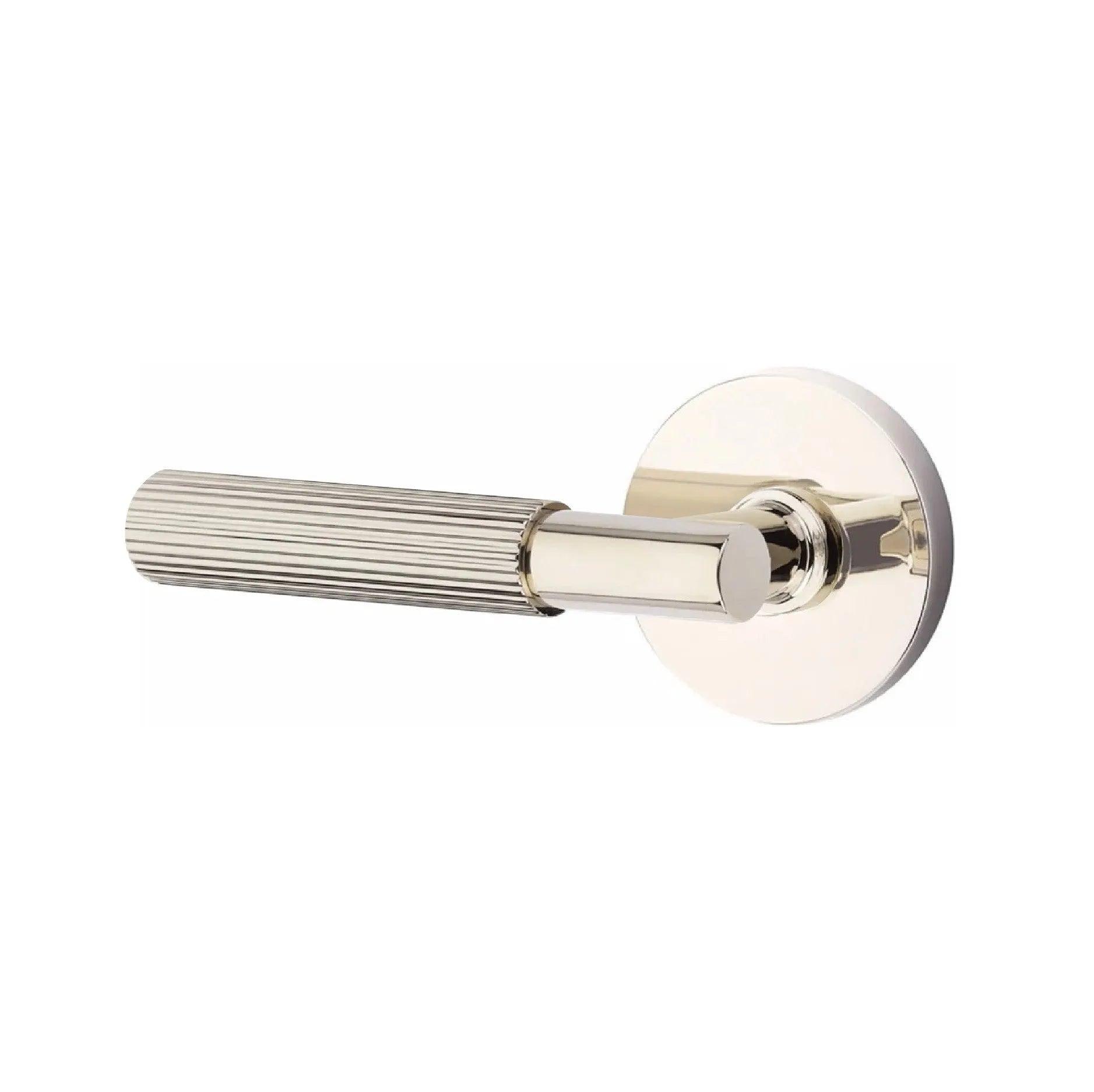 Emtek Select T-Bar Straight Knurled Lever with Disk Rosette Lifetime Polished Nickel