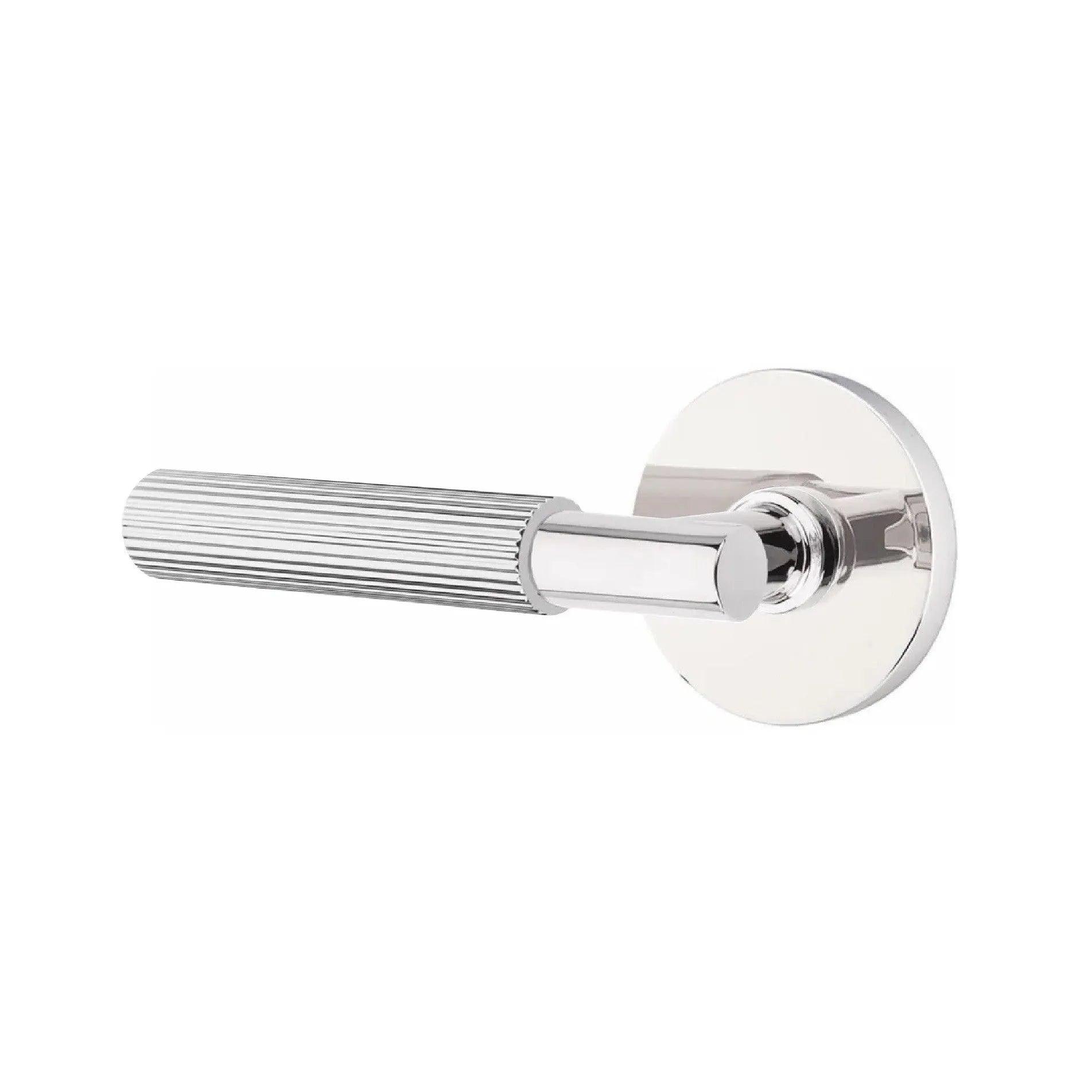 Emtek Select T-Bar Straight Knurled Lever with Disk Rosette Polished Chrome
