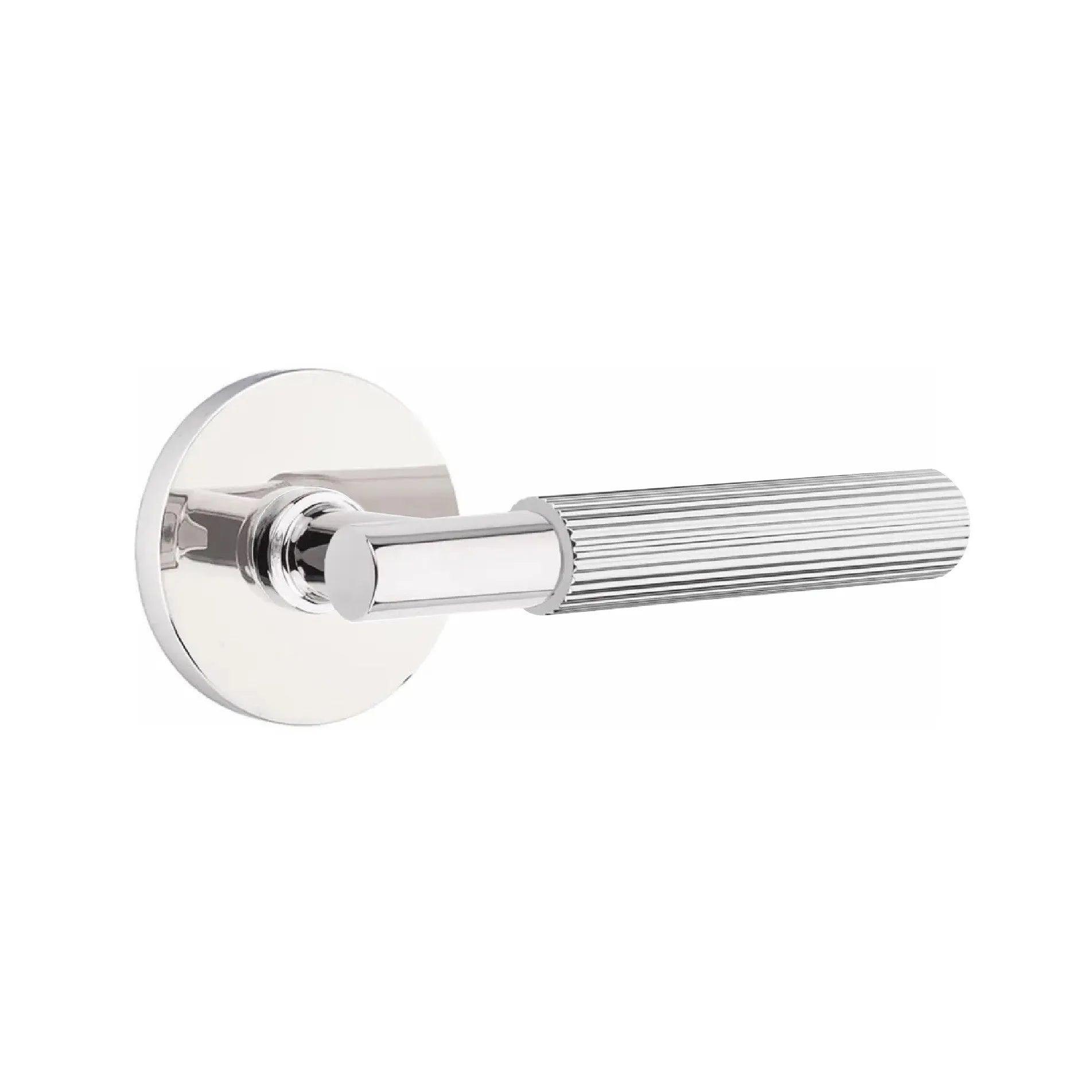 Emtek Select T-Bar Straight Knurled Lever with Disk Rosette Polished Chrome