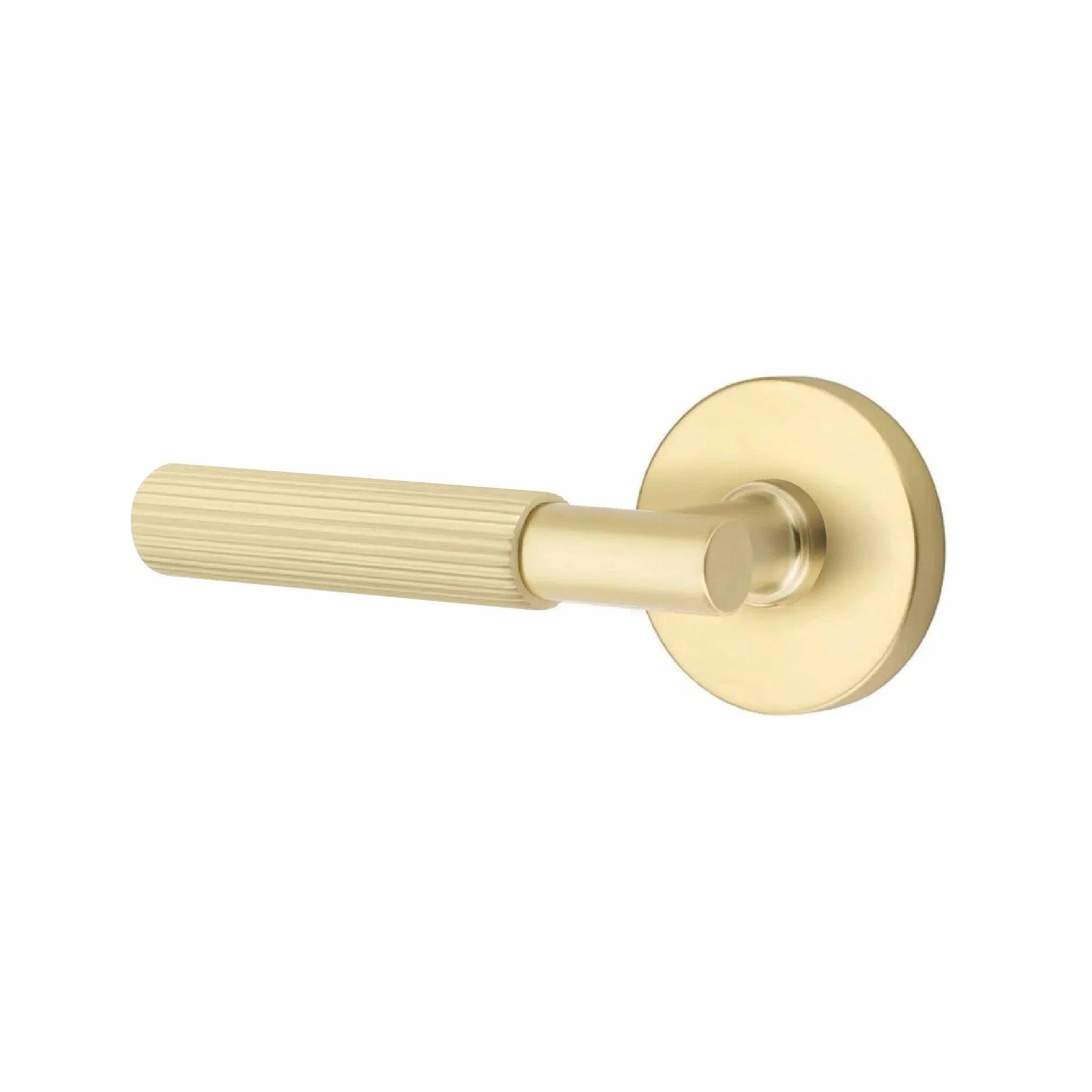 Emtek Select T-Bar Straight Knurled Lever with Disk Rosette Satin Brass
