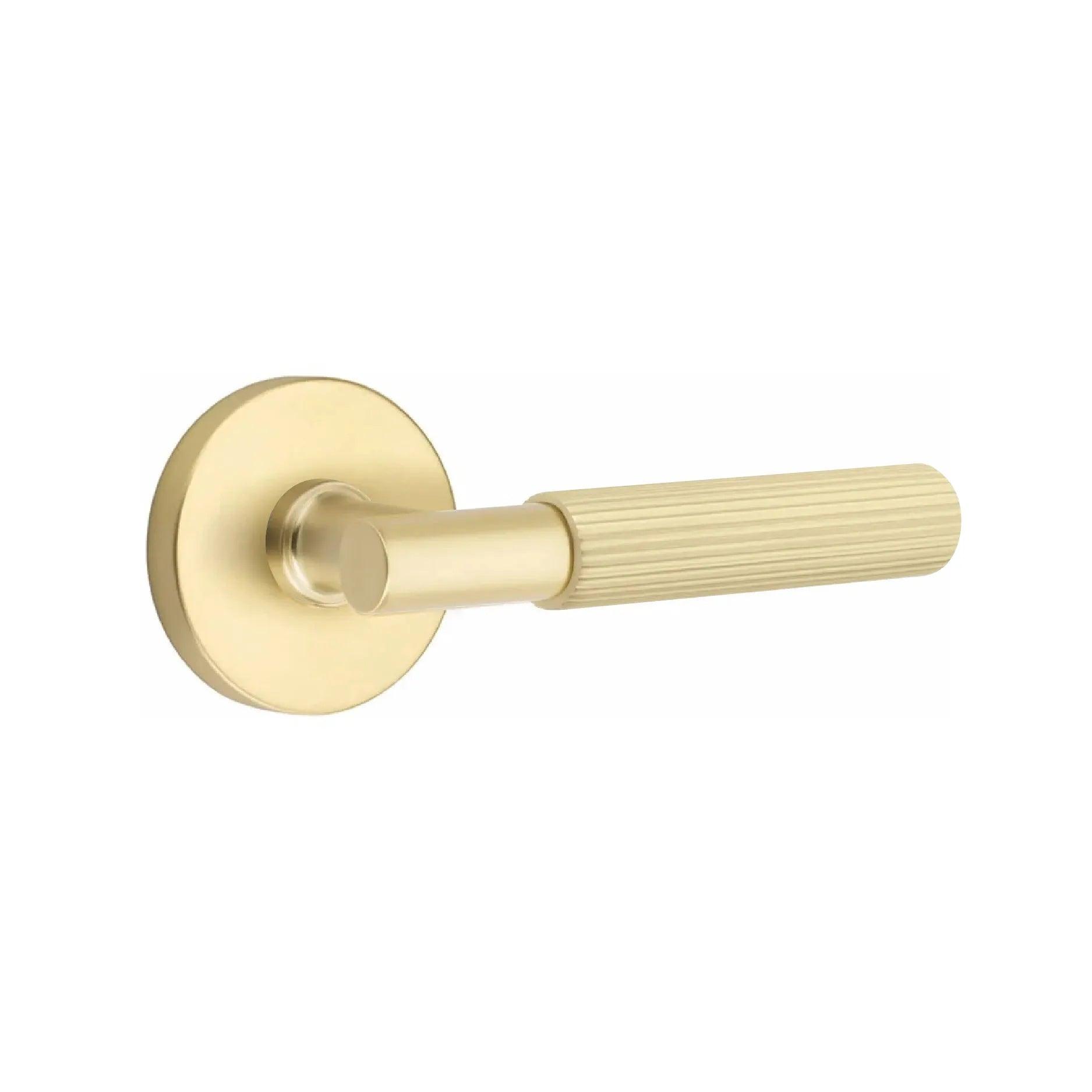 Emtek Select T-Bar Straight Knurled Lever with Disk Rosette Satin Brass