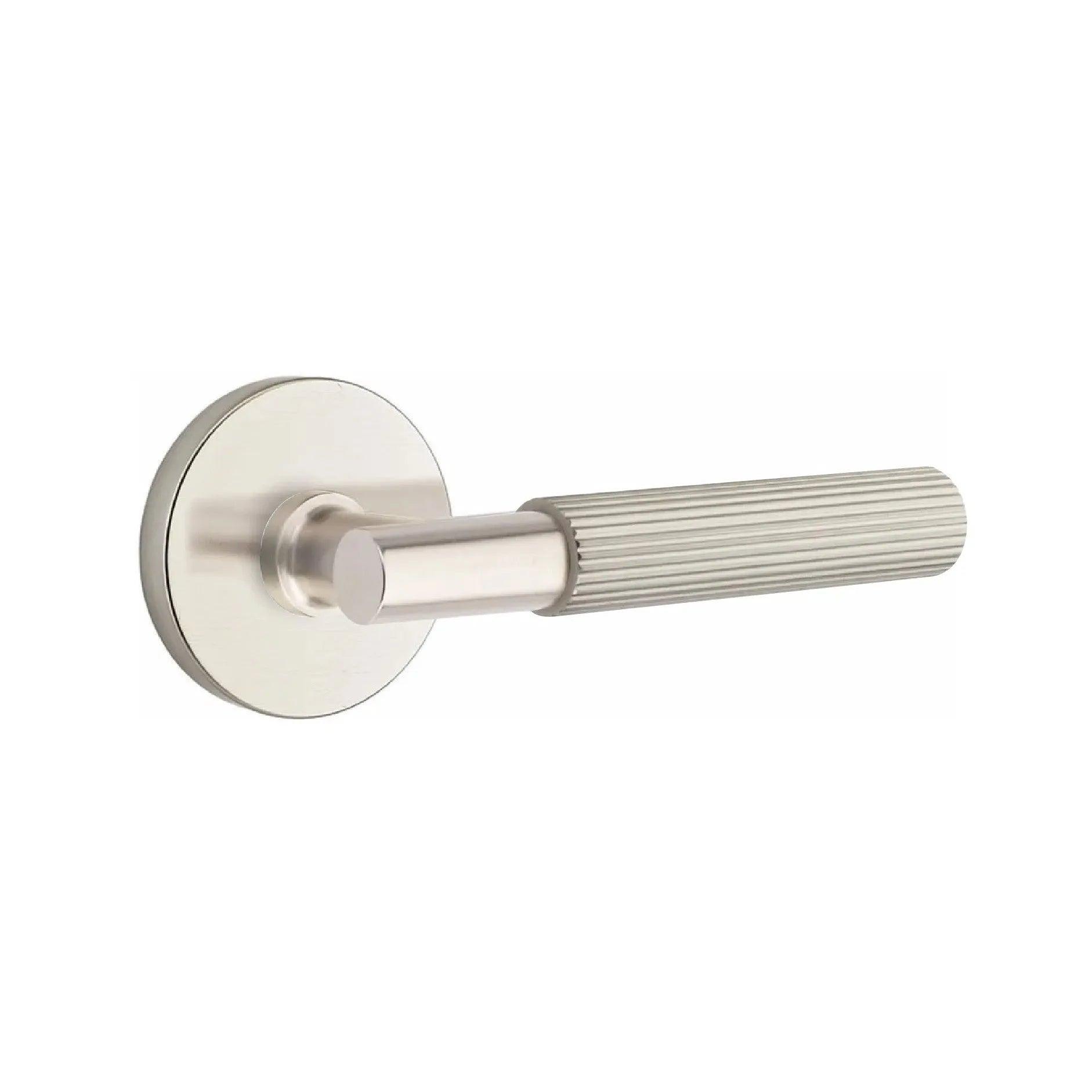 Emtek Select T-Bar Straight Knurled Lever with Disk Rosette Satin Nickel