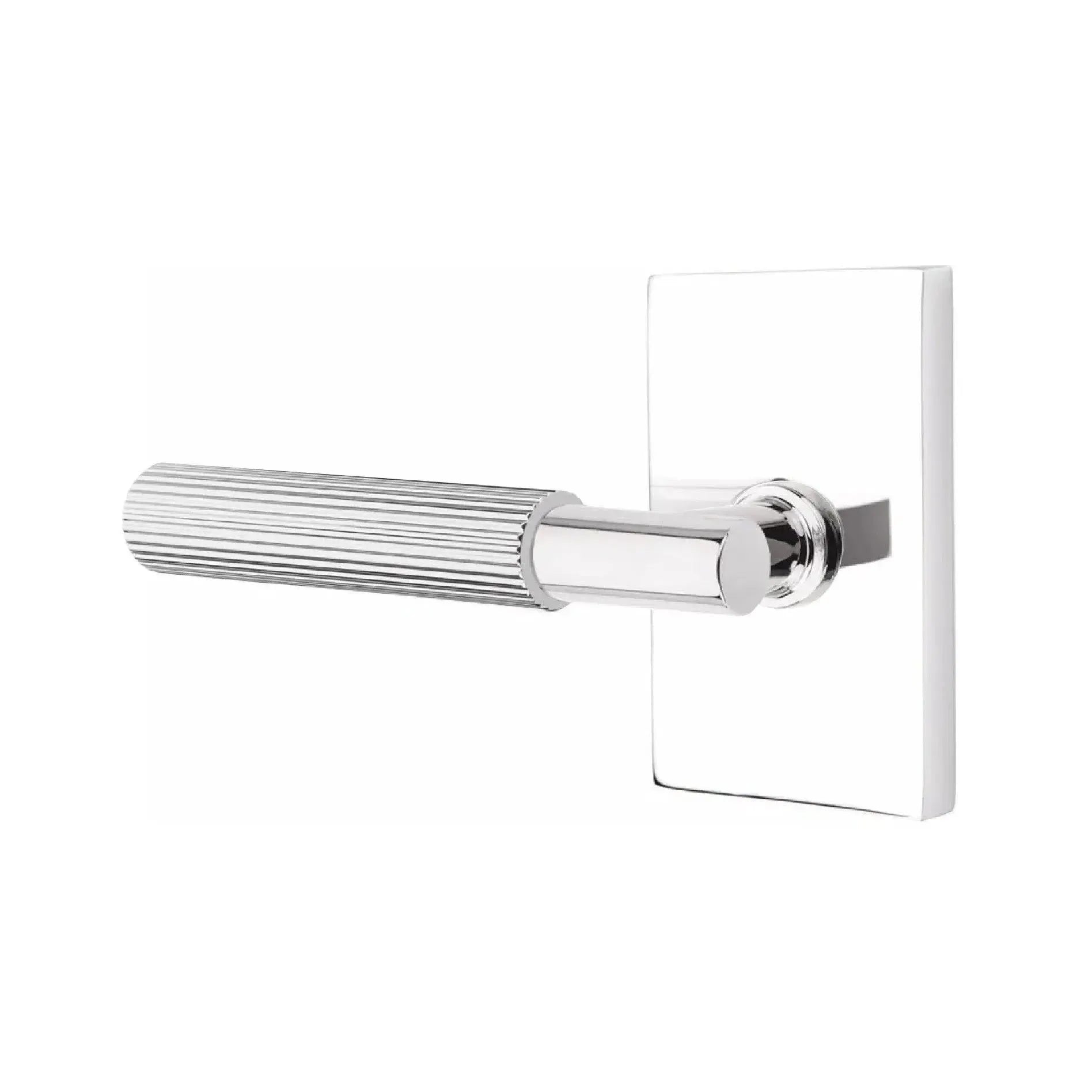 EmtekEmtek Select T-Bar Straight Knurled Lever with Modern Rectangular Rosette in 